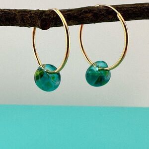 Waterlily Teardrop Endless Hoop Earrings Gold Plated Hoops